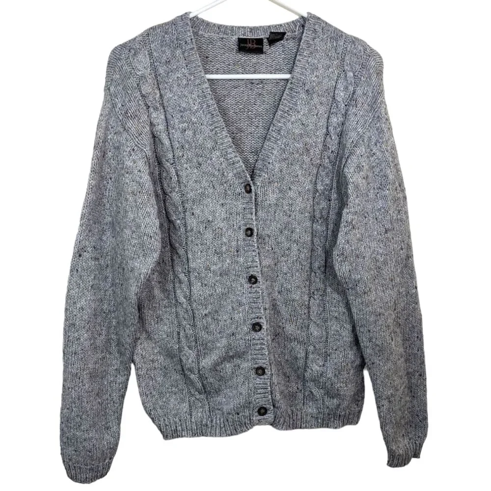 Vintage Jenny Buchanan Cardigan Sweater Grandpa Button Front Knit Medium